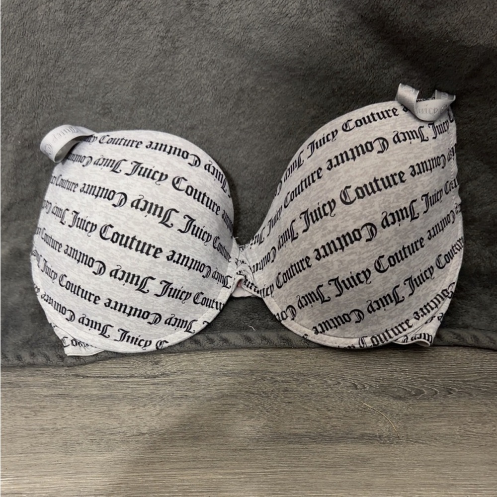 Juicy Couture Black and Gray Logo Bra